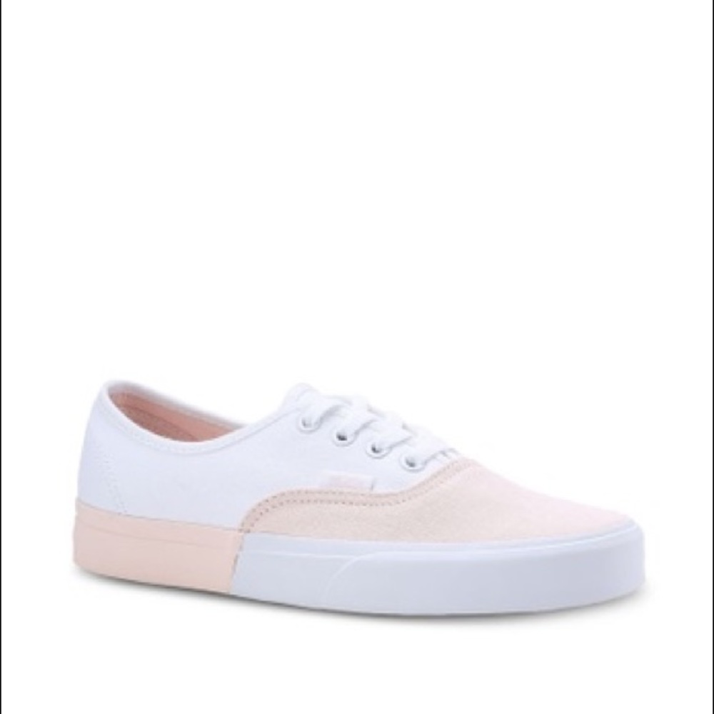 Pink/white blocked authentic vans
